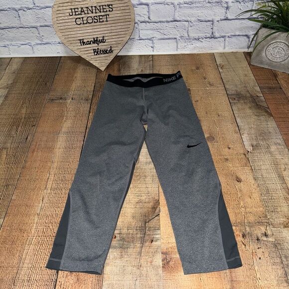 NIKE PRO WOMEN'S LEGGING TIGHT WORKOUT PANTS GREY M - Picture 3 of 11